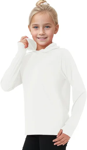 Girls Rash Guard Shirts Boys Long Sleeve Quick Dry Swim Shirts UPF 50  Sun Protection Hoodie for Kids
