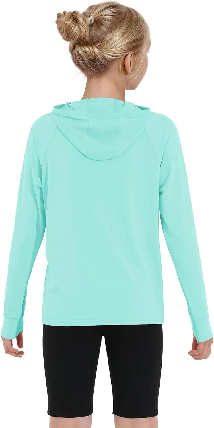 Girls Rash Guard Shirts Boys Long Sleeve Quick Dry Swim Shirts UPF 50  Sun Protection Hoodie for Kids