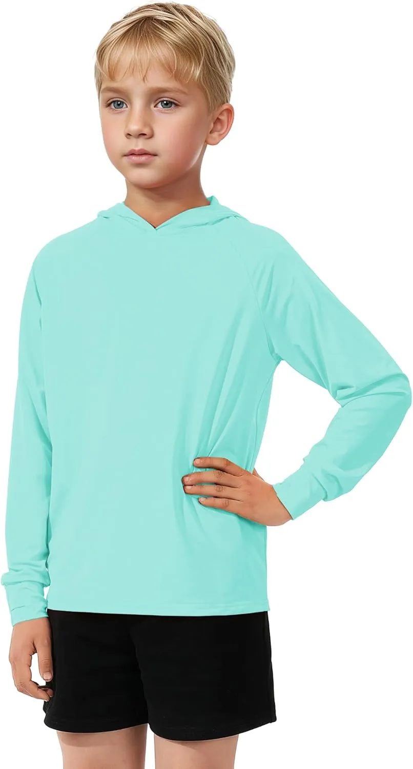 Girls Rash Guard Shirts Boys Long Sleeve Quick Dry Swim Shirts UPF 50  Sun Protection Hoodie for Kids