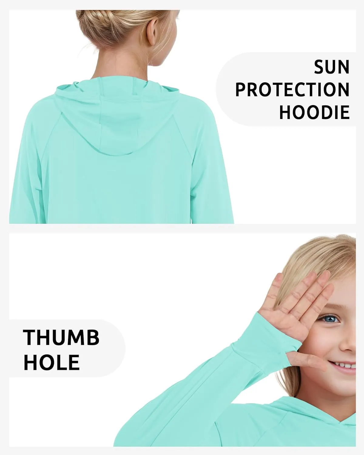 Girls Rash Guard Shirts Boys Long Sleeve Quick Dry Swim Shirts UPF 50  Sun Protection Hoodie for Kids