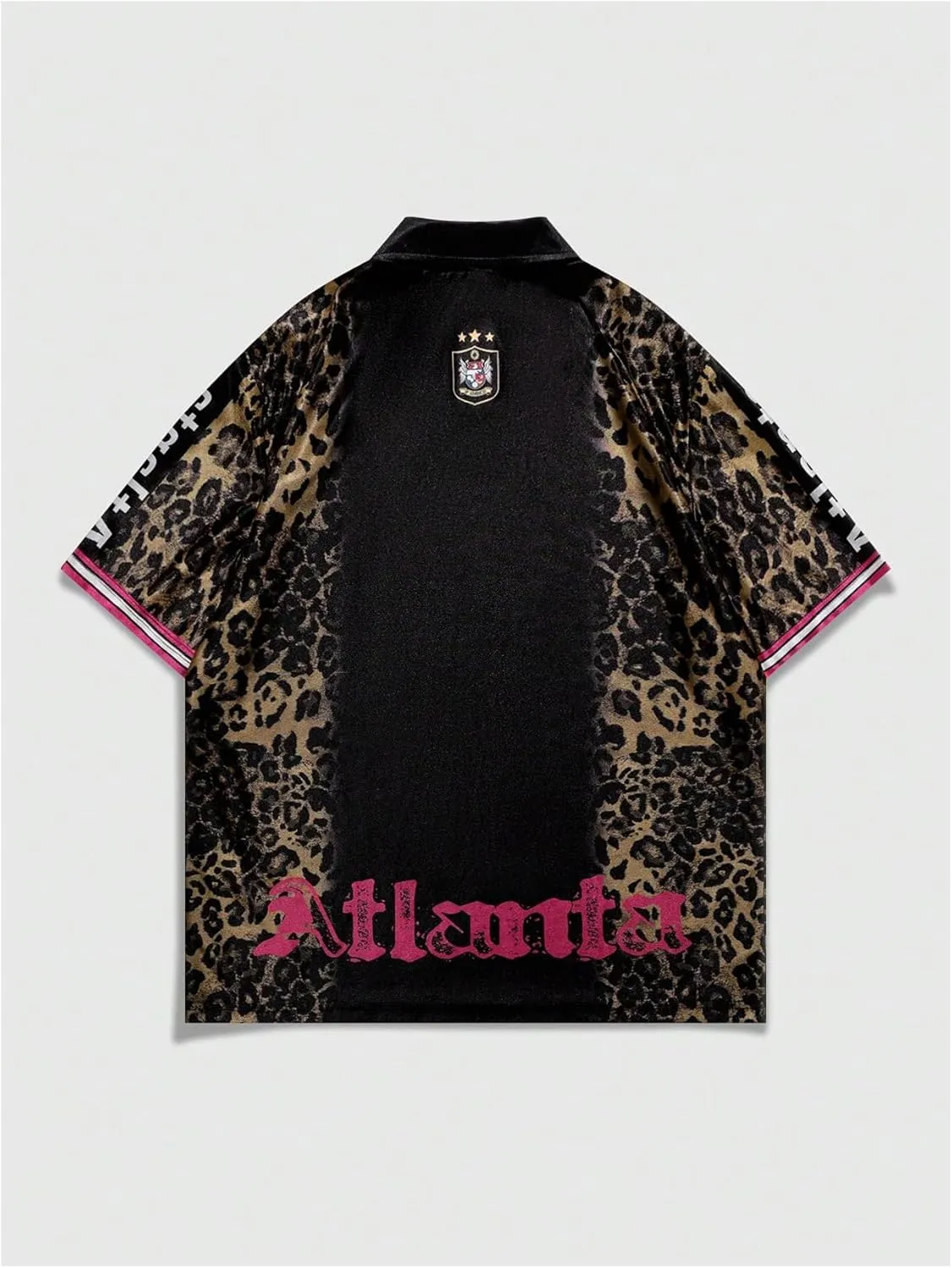 GORGLITTER Men's Leopard Print Collared Shirt Oversized Graphic Tees Cheetah Short Sleeve Jersey Shirts