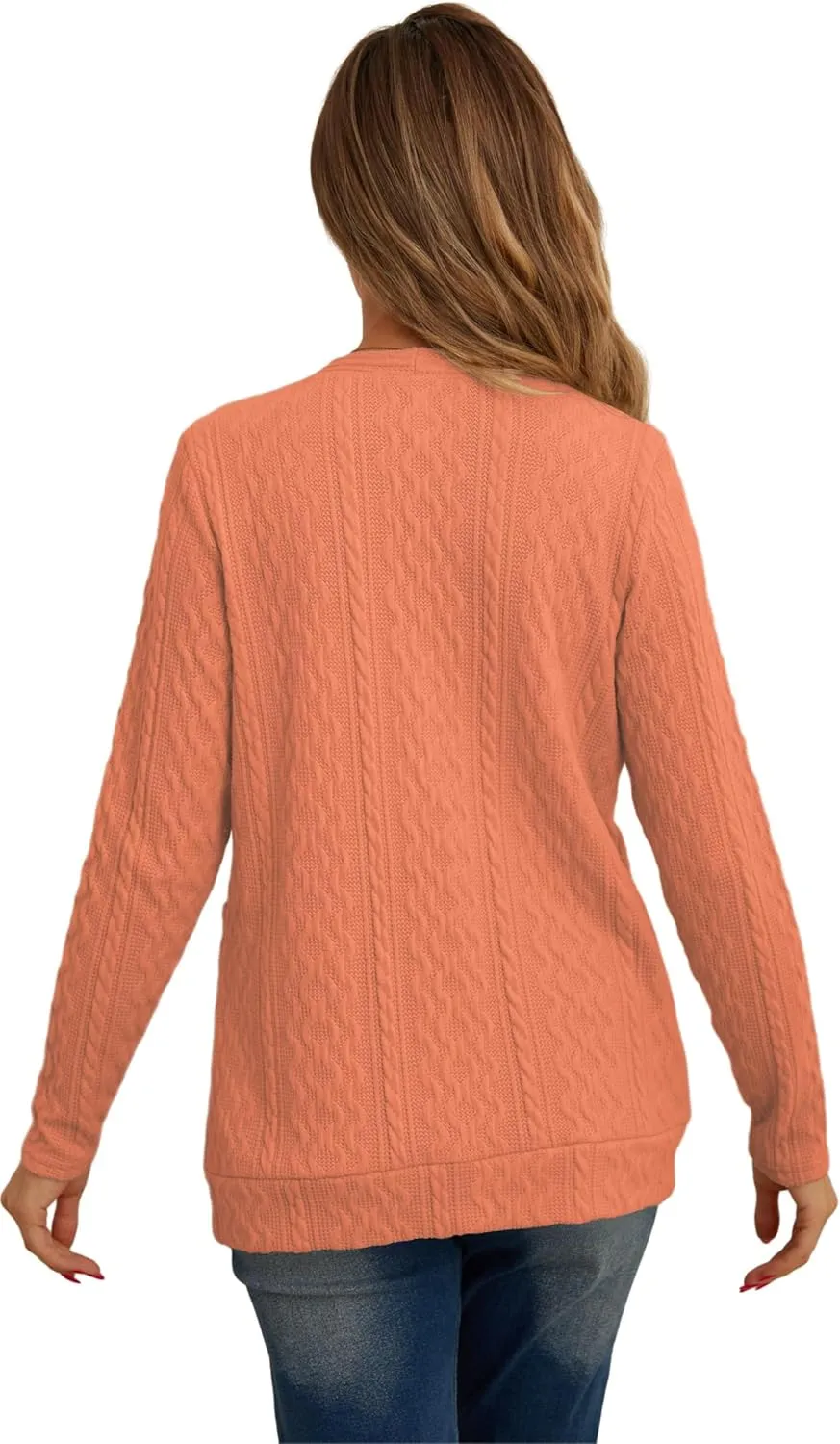 GRECERELLE Women's Lightweight Cardigan Sweater Casual Long Sleeve Knit Cardigan Open Front Outwear Jacket with Pockets