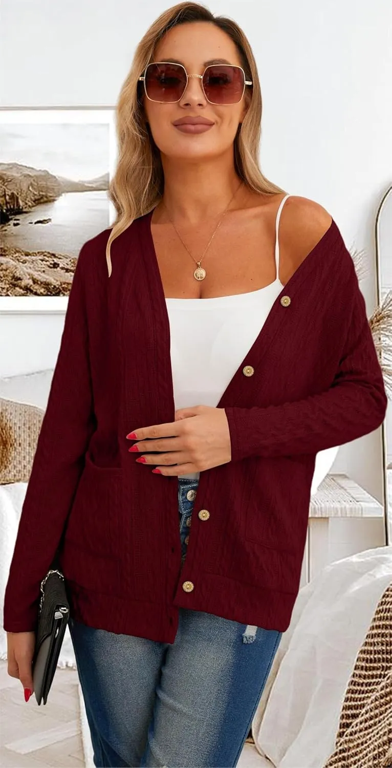GRECERELLE Women's Lightweight Cardigan Sweater Casual Long Sleeve Knit Cardigan Open Front Outwear Jacket with Pockets