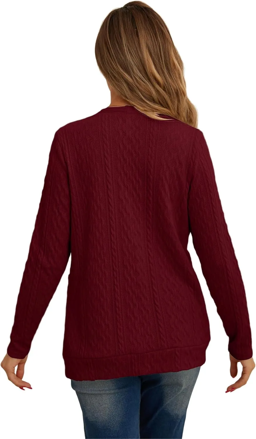 GRECERELLE Women's Lightweight Cardigan Sweater Casual Long Sleeve Knit Cardigan Open Front Outwear Jacket with Pockets