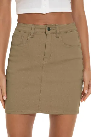 GUANYY Denim Skirt Women High Waisted Button Down Stretch Slim Fit Retro Mini Jean Skirts 2024 Trendy Apricot Large