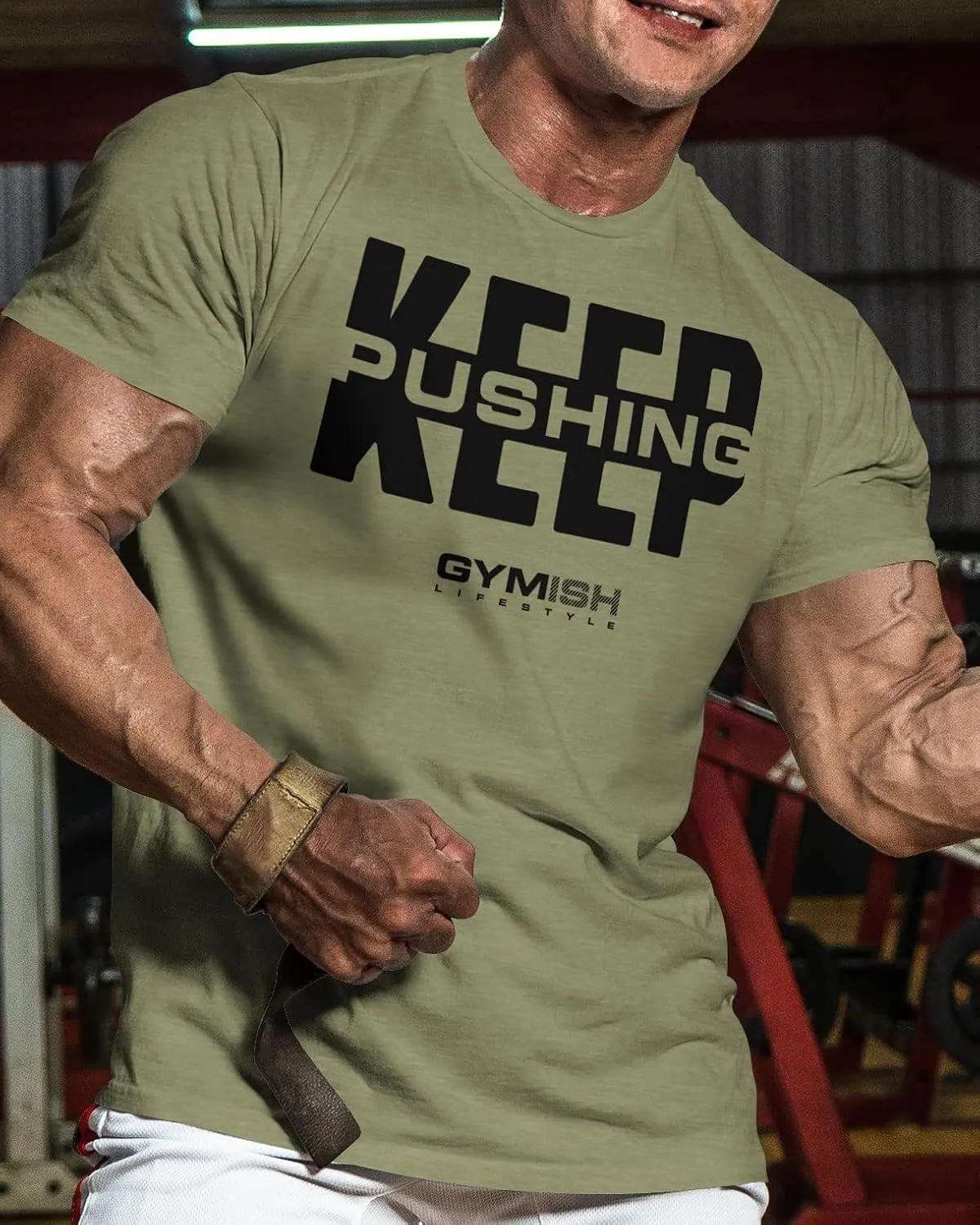 Gymish Lifestyle Keep Pushing Inspirational Gym Shirt to Push Your Self Workout Tshirt