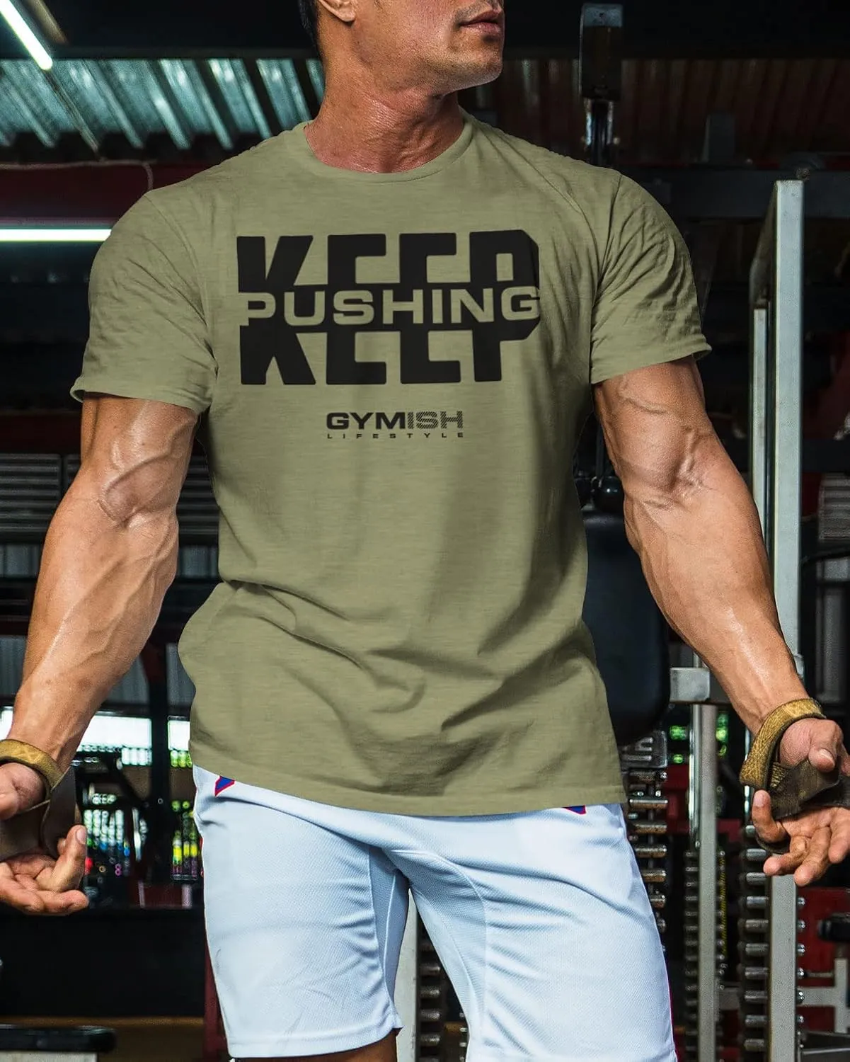 Gymish Lifestyle Keep Pushing Inspirational Gym Shirt to Push Your Self Workout Tshirt