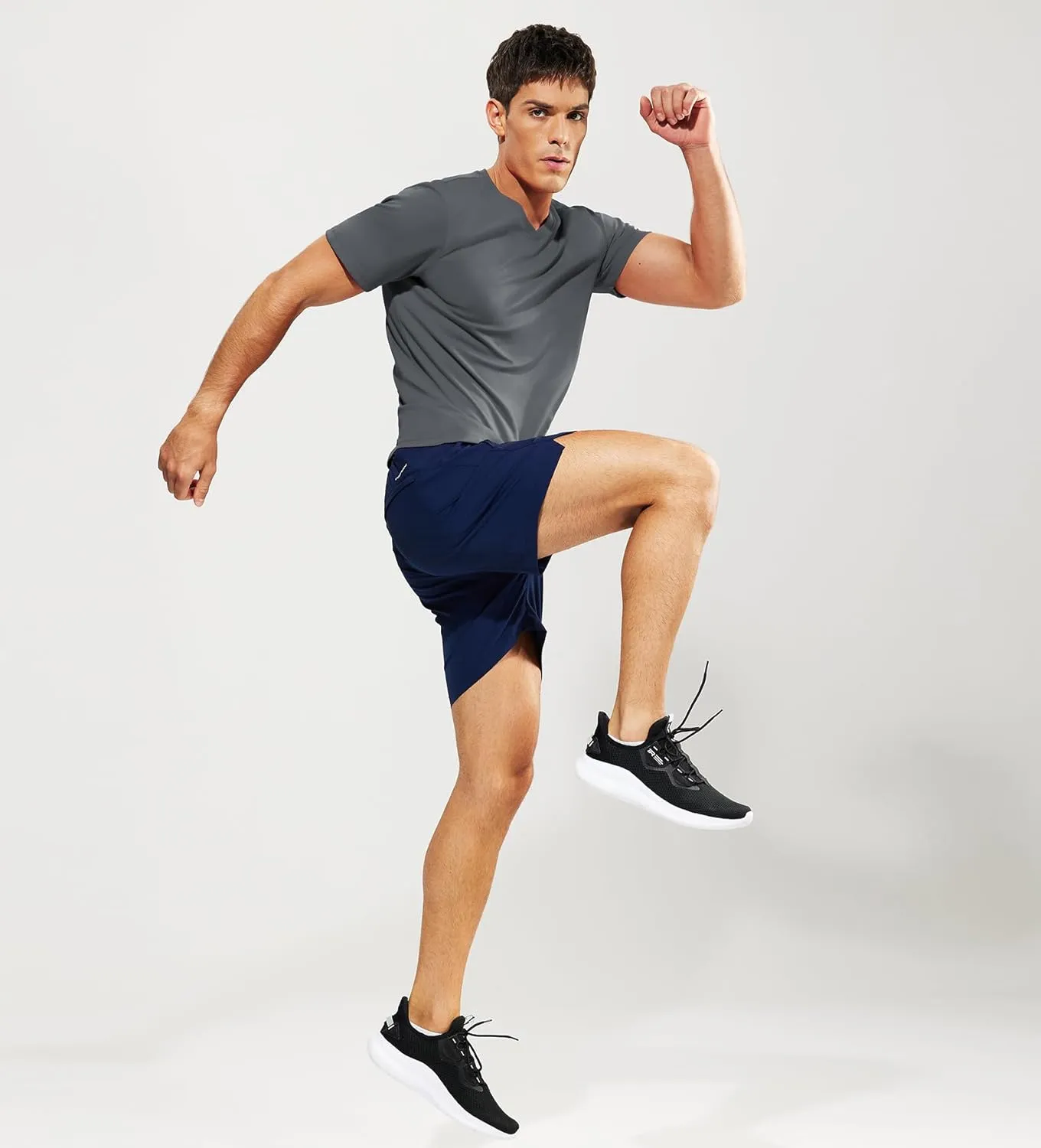 Haimont Men's V Neck Athletic T Shirts Lightweight Gym Workout Running Short Sleeve Tee Shirts Moisture Wicking UV Protection