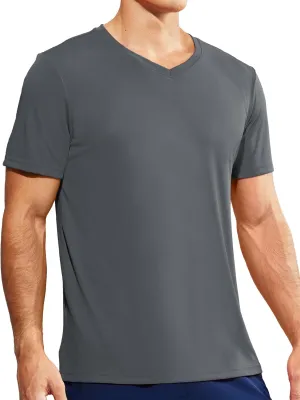 Haimont Men's V Neck Athletic T Shirts Lightweight Gym Workout Running Short Sleeve Tee Shirts Moisture Wicking UV Protection