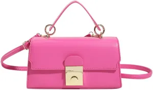 Handbag for Women Buckle Underarm Bag PU Leather Solid Color Satchel Bag Clutch Purse for Work Travel Shopping