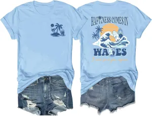 Hawaiian Shirts Womens Beach Tropical Palm Trees Graphic Tshirt Summer Vacation Short Sleeve Tee Tops