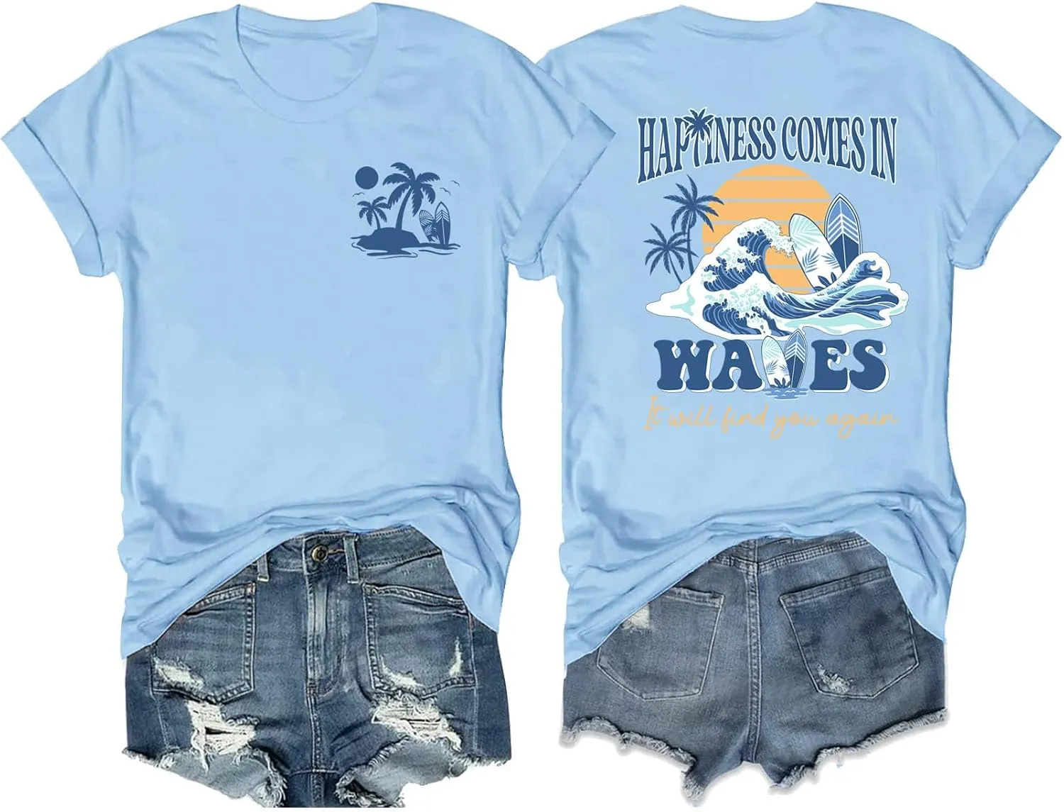 Hawaiian Shirts Womens Beach Tropical Palm Trees Graphic Tshirt Summer Vacation Short Sleeve Tee Tops