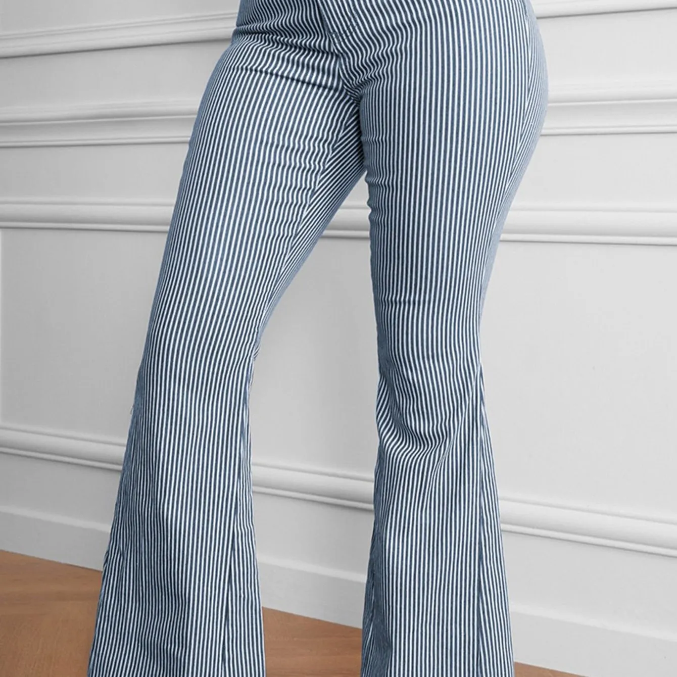 High Pinstripe Flare Pants