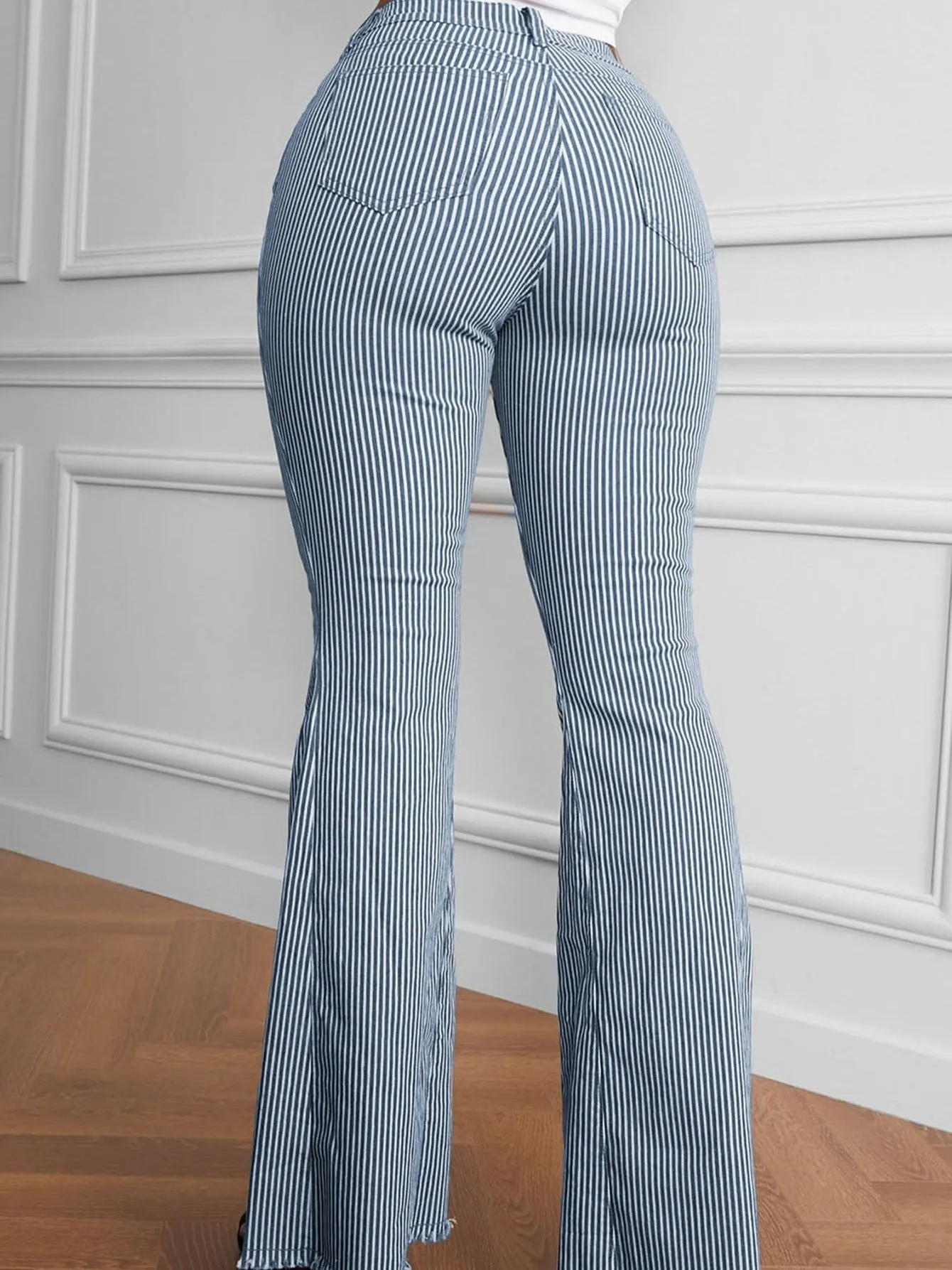 High Pinstripe Flare Pants