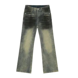 High Street Male Jeans Vintage Contrast Color Washing Pockets Straight Menwear Wide Leg Men's Denim Pants New 2024 9C6513