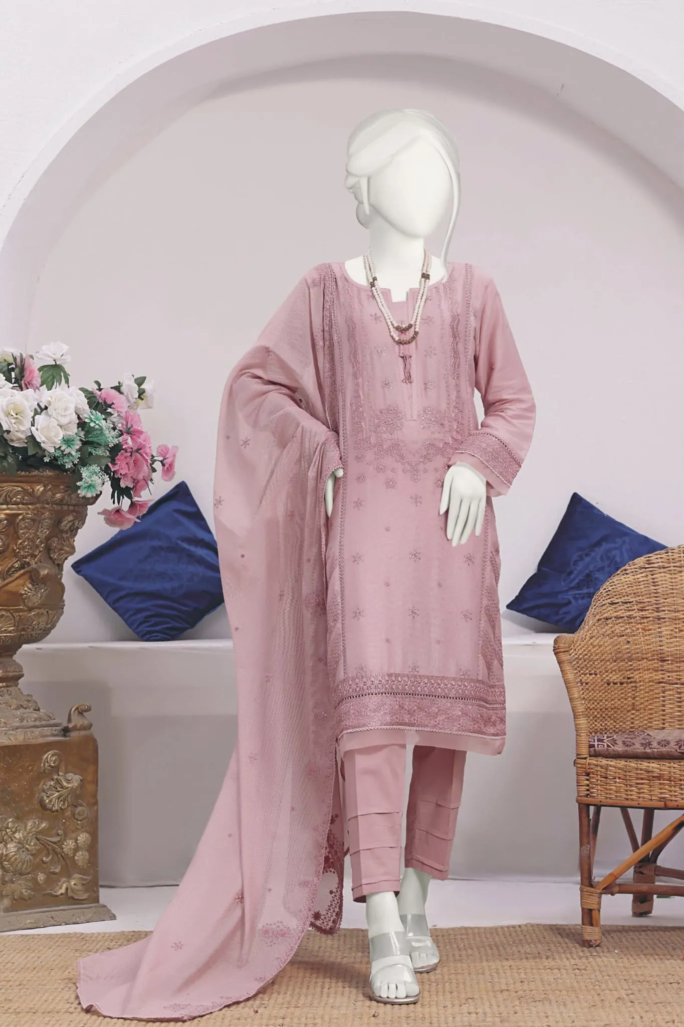Hz Festive Fusion Stitched 3 Piece Emb Series Vol-01 Collection'2023-01-B-Dove