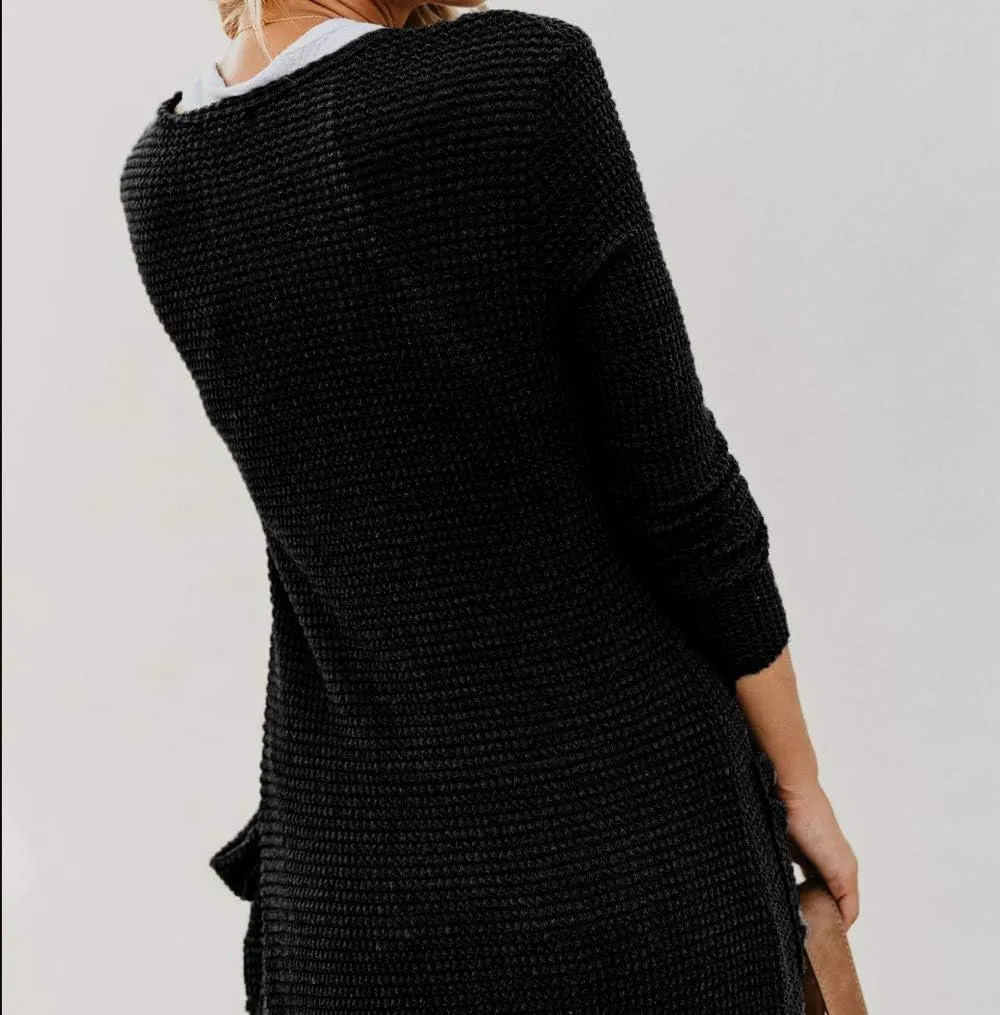 HZSONNE Women's Boho Long Casual Cardigan Long Sleeve Button Down Front Pocket Knitted Sweater Blouses