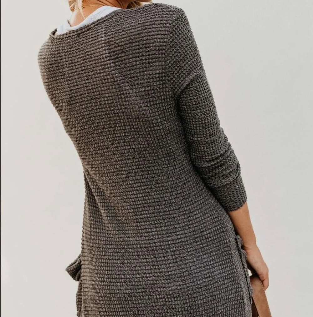 HZSONNE Women's Boho Long Casual Cardigan Long Sleeve Button Down Front Pocket Knitted Sweater Blouses