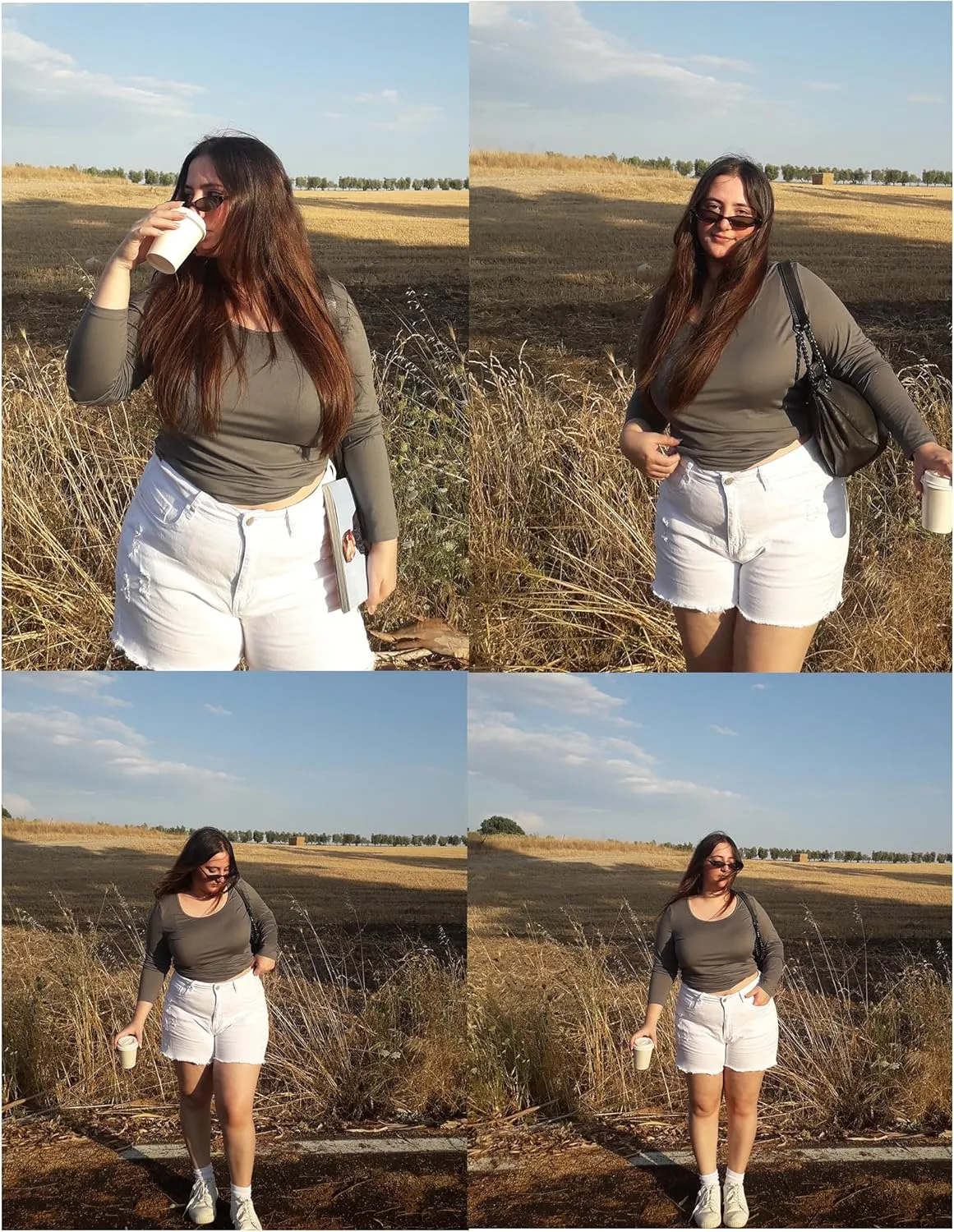 IN'VOLAND Women's Plus Size Long Sleeve Shirts Scoop Neck Slim Fitted T Shirt Stretchy Bodycon Basic Tee Tops