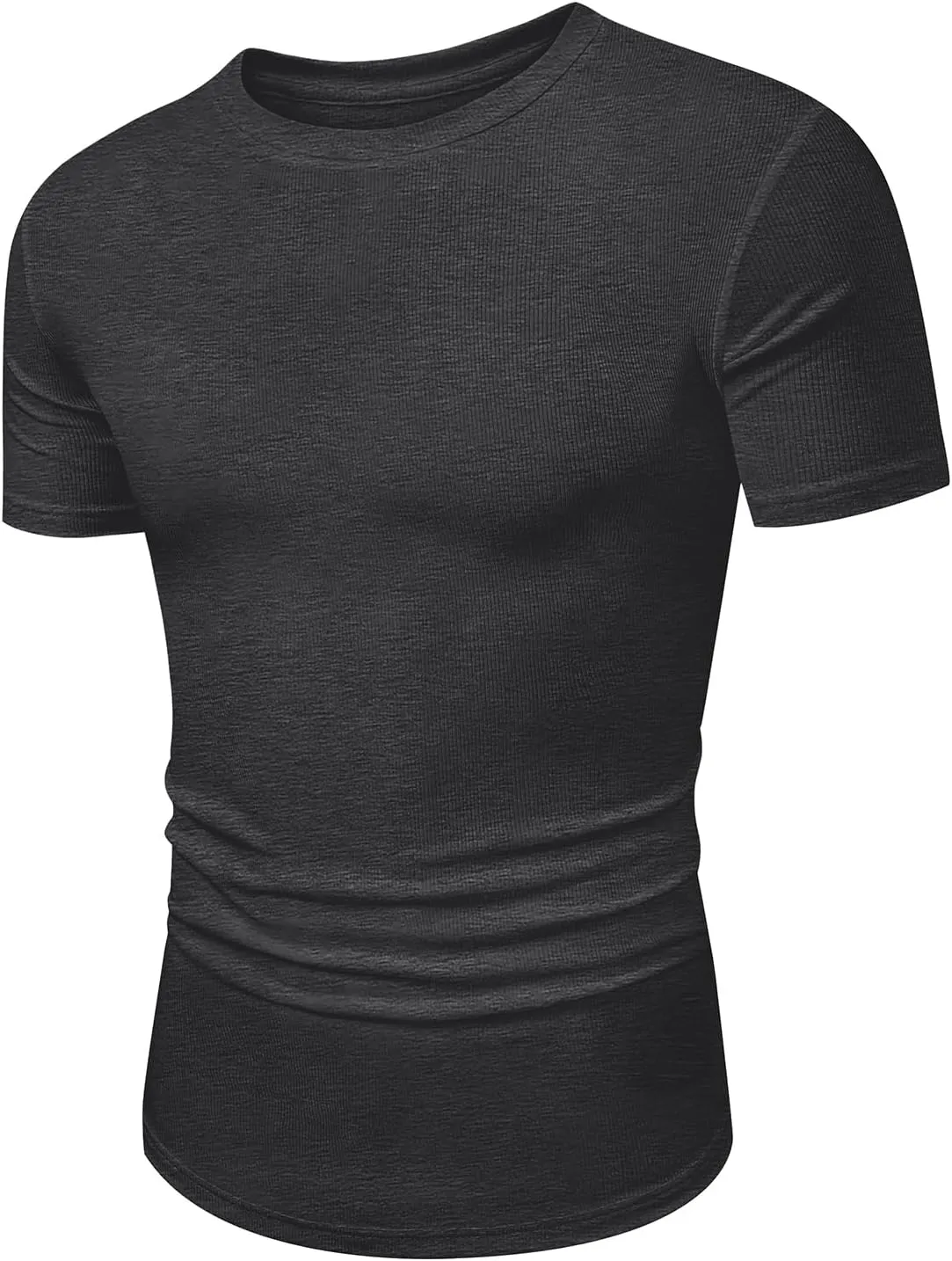 JMIERR Mens Short Sleeve T Shirt Summer Muscle Slim Fitted Crewneck Longline Tees Shirts for Gym Workout