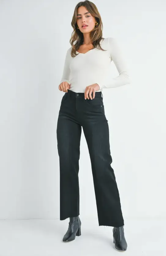 Just Black Denim The Slim Palazzo with Scissor Cut - Washed Black