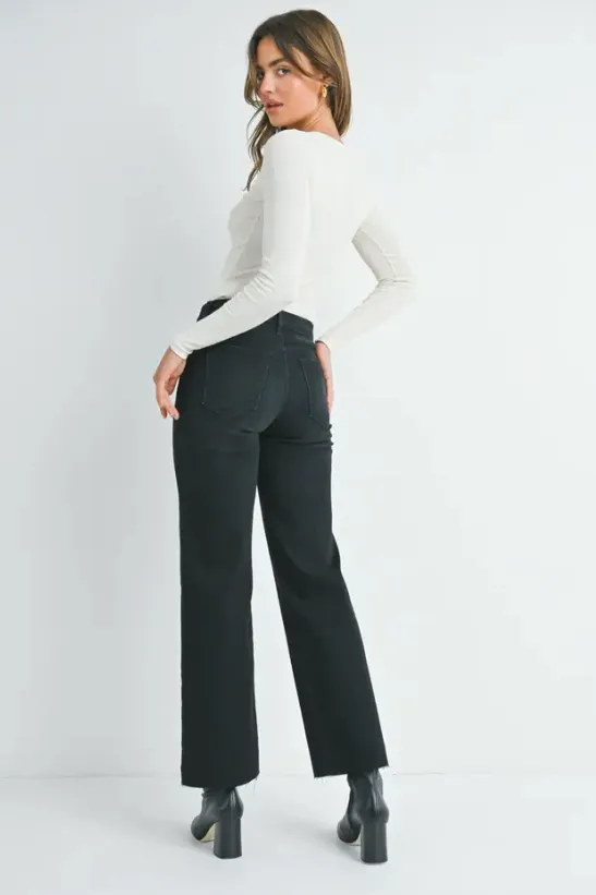 Just Black Denim The Slim Palazzo with Scissor Cut - Washed Black