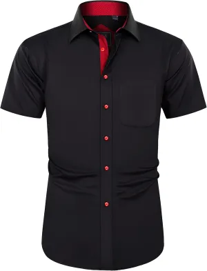 J.VER Men's Short Sleeve Dress Shirts Stretch Wrinkle Free Casual Button Down Shirts with Pocket for Business Wedding