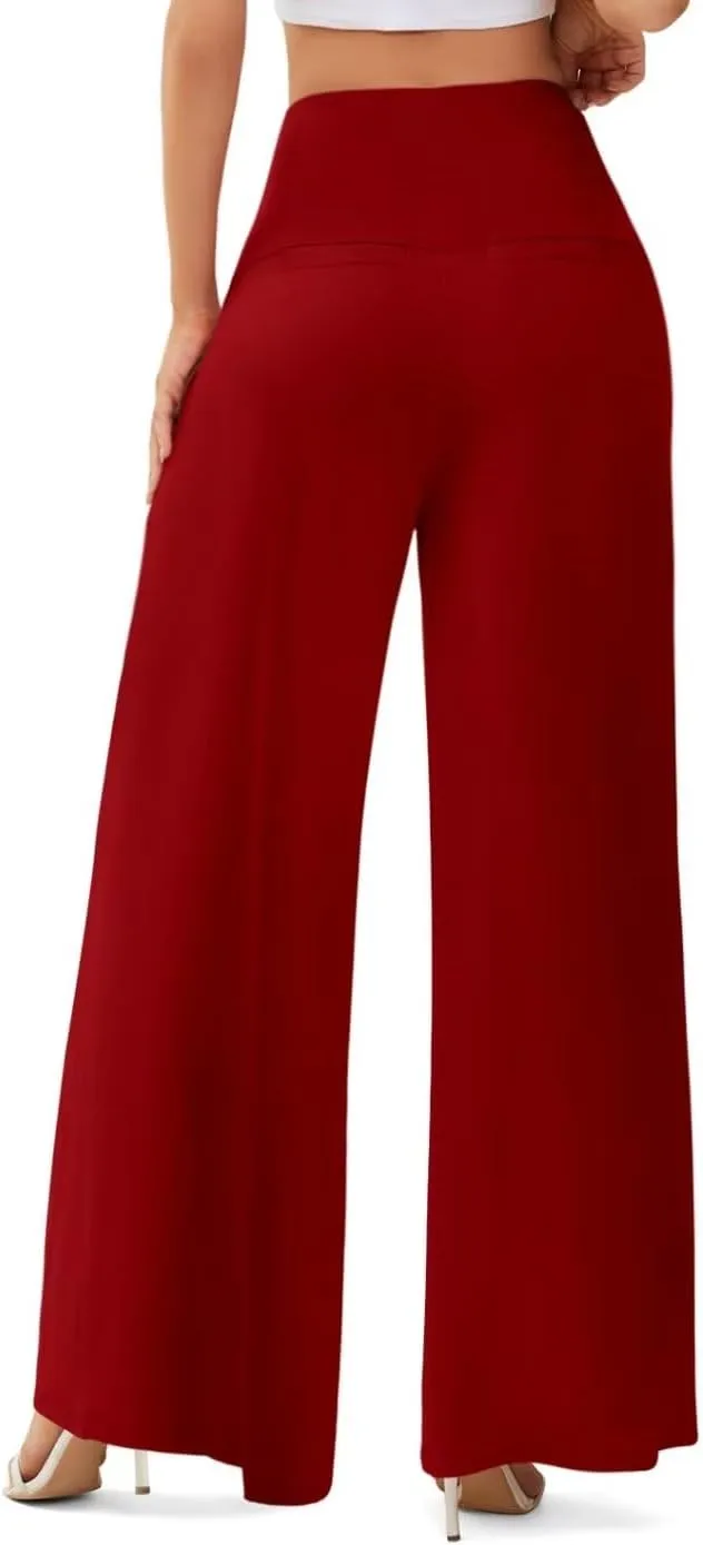 JZC Women's Palazzo Lounge Pants Stretchy Wide Leg Casual Pants Comfy High Waist Flowy Pants S-3XL