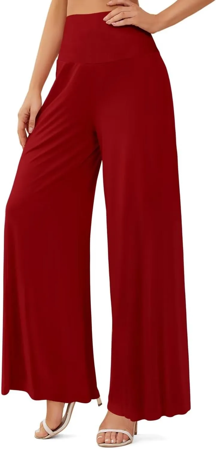 JZC Women's Palazzo Lounge Pants Stretchy Wide Leg Casual Pants Comfy High Waist Flowy Pants S-3XL