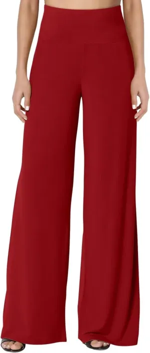 JZC Women's Palazzo Lounge Pants Stretchy Wide Leg Casual Pants Comfy High Waist Flowy Pants S-3XL