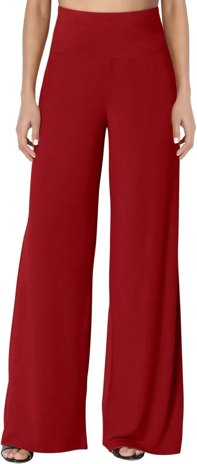 JZC Women's Palazzo Lounge Pants Stretchy Wide Leg Casual Pants Comfy High Waist Flowy Pants S-3XL