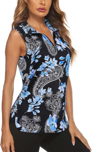 Koscacy Womens Golf Shirts Tank Tops for Women 2025 Loose Fit Sleeveless with Collar Yoga Athletic Running Shirts