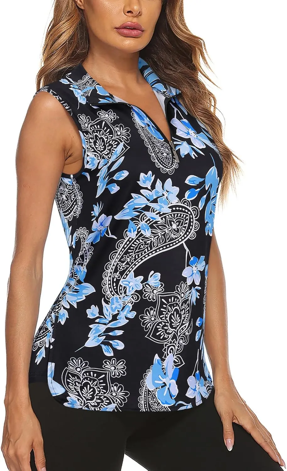 Koscacy Womens Golf Shirts Tank Tops for Women 2025 Loose Fit Sleeveless with Collar Yoga Athletic Running Shirts