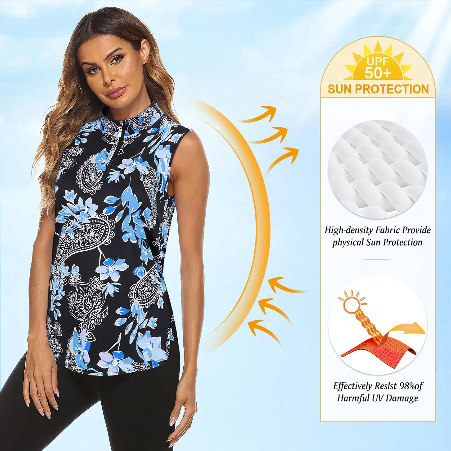 Koscacy Womens Golf Shirts Tank Tops for Women 2025 Loose Fit Sleeveless with Collar Yoga Athletic Running Shirts