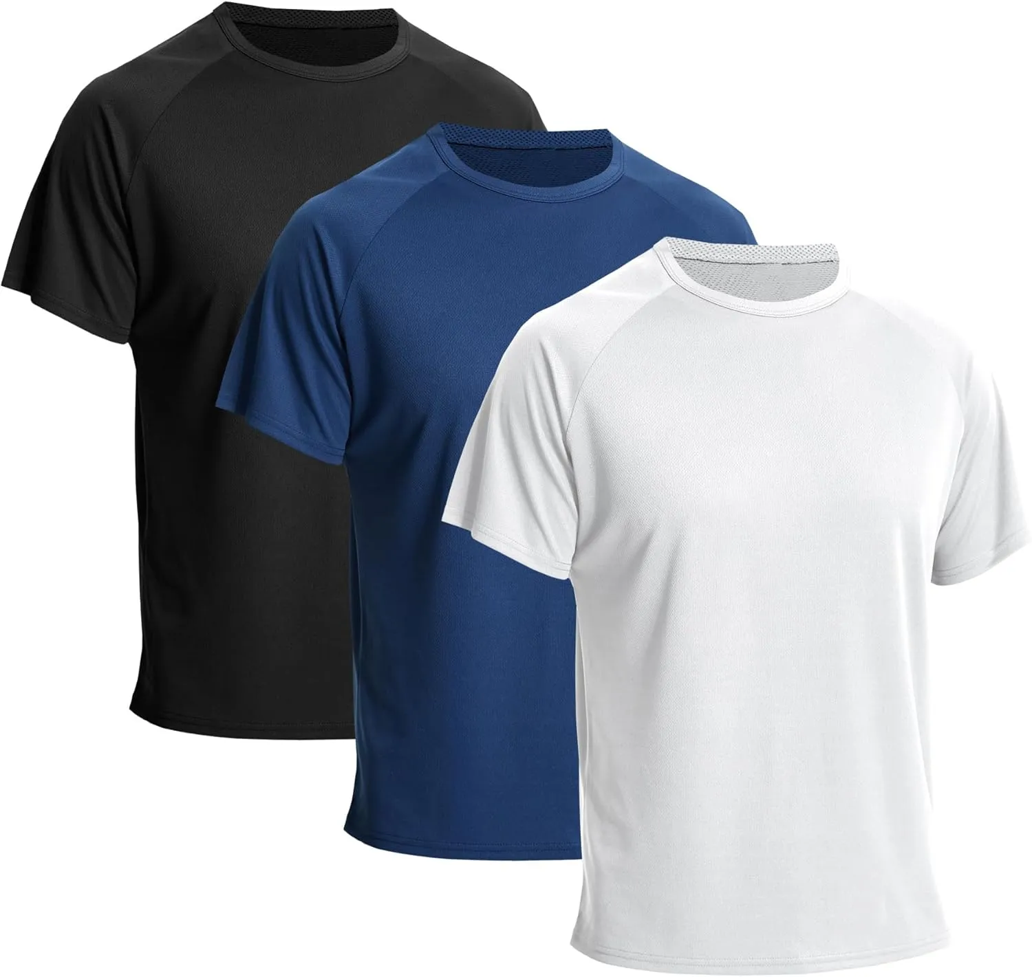 LANBAOSI 3 Pack Workout Running Shirts for Men Moisture Wicking Quick Dry Athletic Active Men's Gym Performance T Shirts