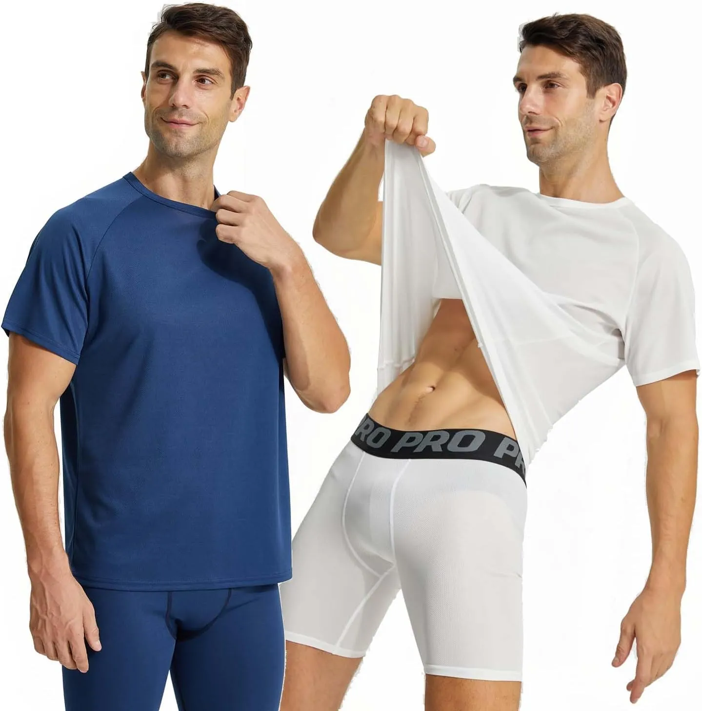 LANBAOSI 3 Pack Workout Running Shirts for Men Moisture Wicking Quick Dry Athletic Active Men's Gym Performance T Shirts