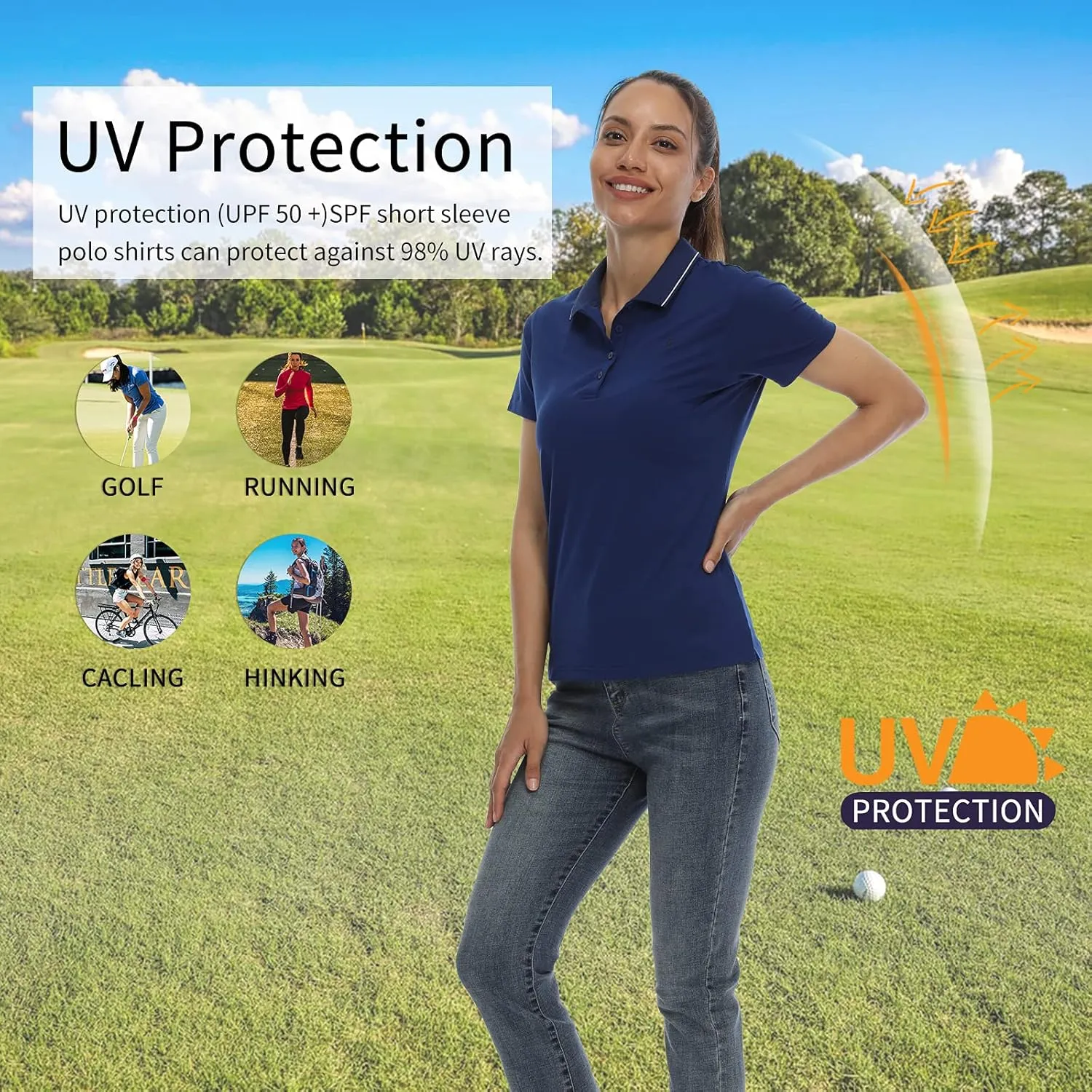 LastFor1 Women's Golf Polo Shirts Short Sleeve Sports Shirts Quick Dry 3-Button Casual Athletic T-Shirt