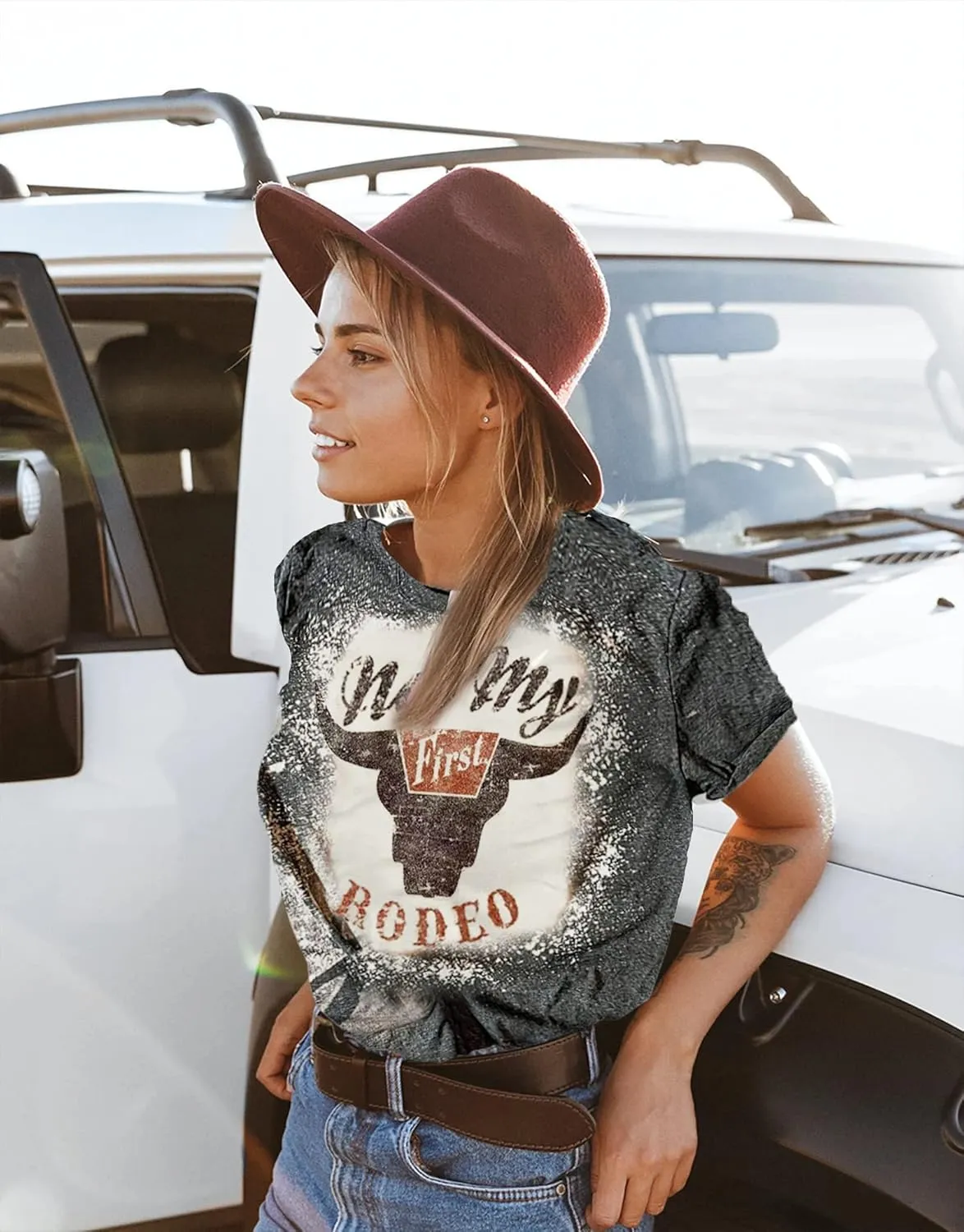Let 'er Rip Cowboy T-Shirt Tee Women Casual Country Music Short Sleeve Tees Tops