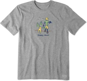 Life is Good Men's Crusher Tee, Short Sleeve Cotton Graphic T-Shirts, Happy Hour Fish