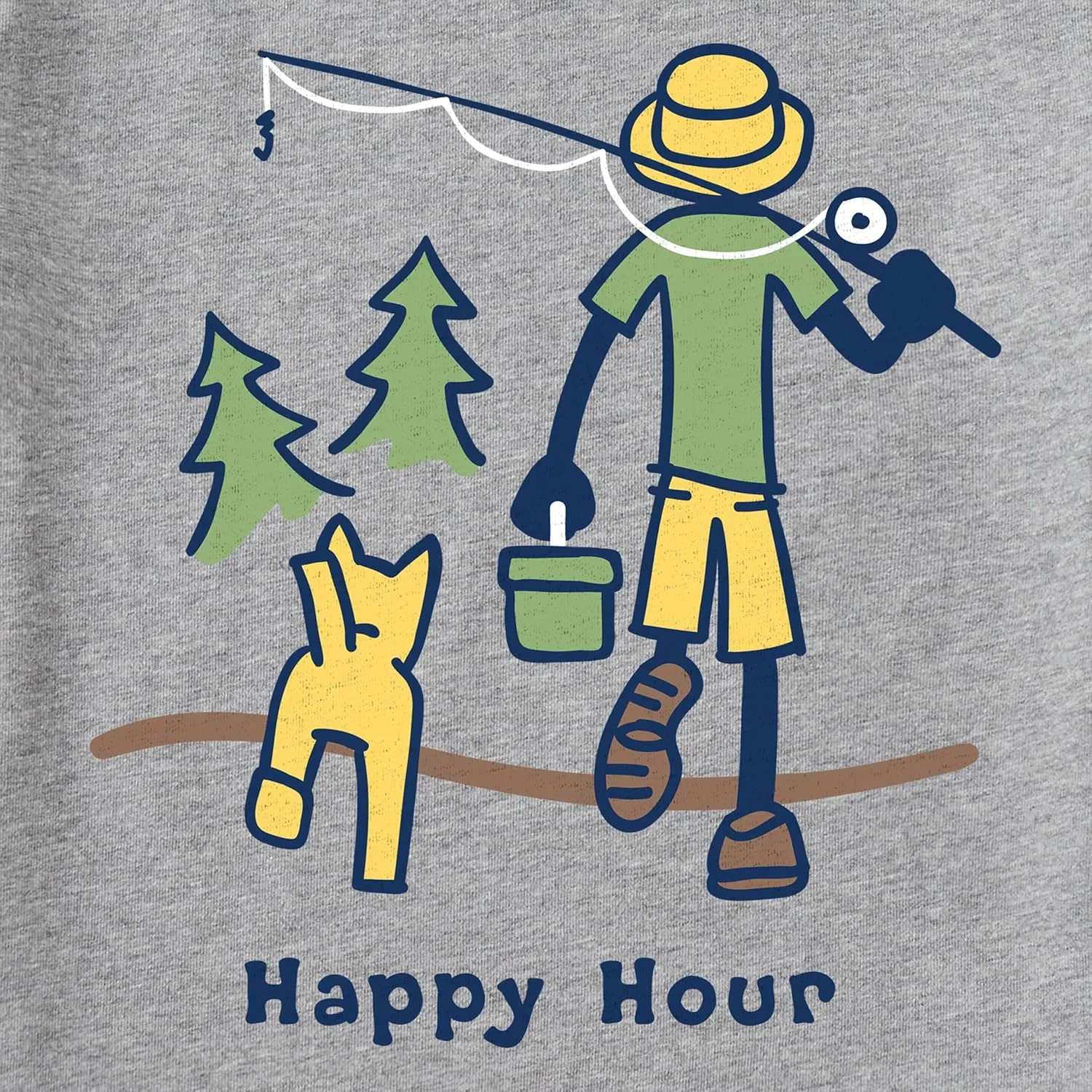 Life is Good Men's Crusher Tee, Short Sleeve Cotton Graphic T-Shirts, Happy Hour Fish