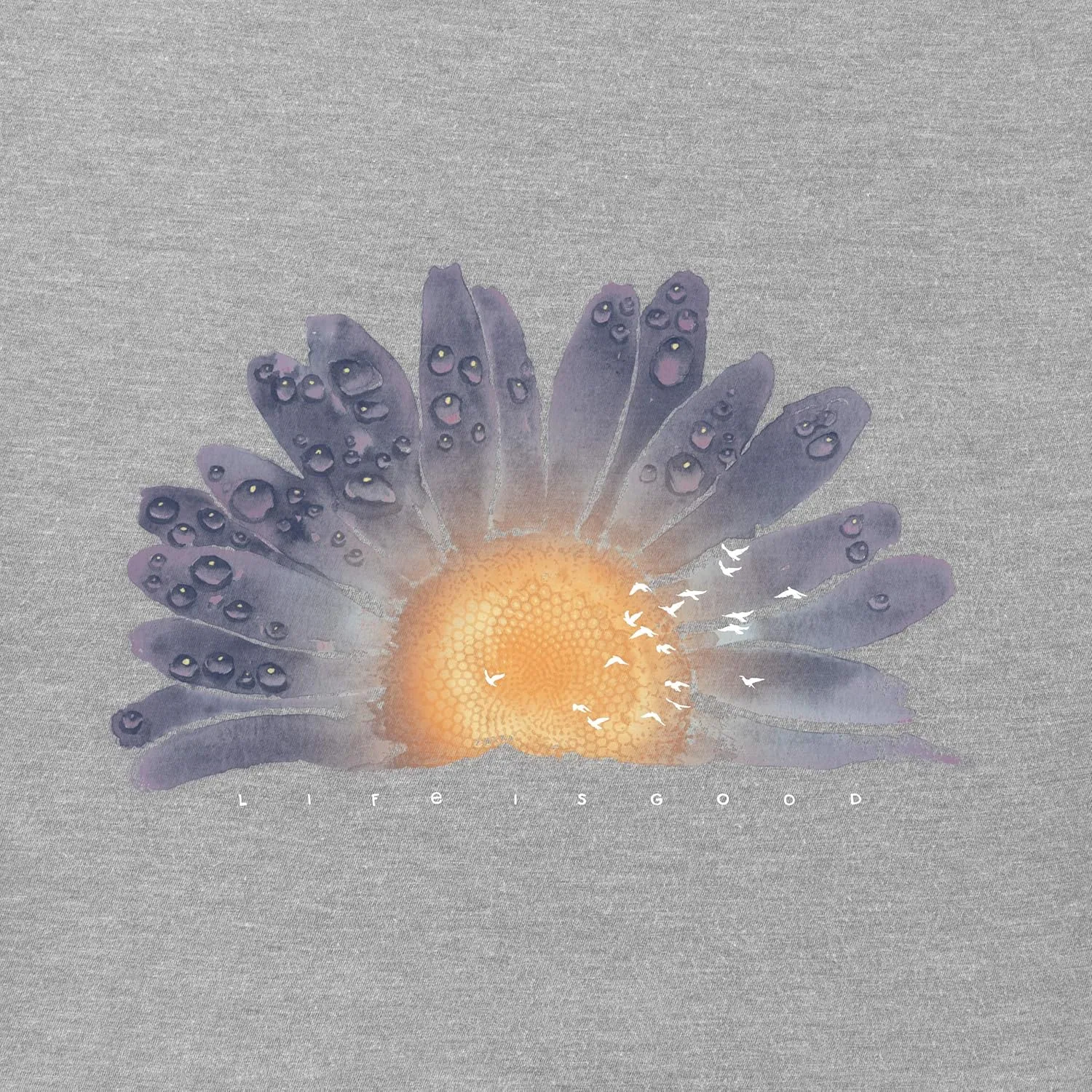 Life is Good Women's Crusher Tee, Short Sleeve Cotton Graphic T-Shirts, Watercolor Daisy Birds