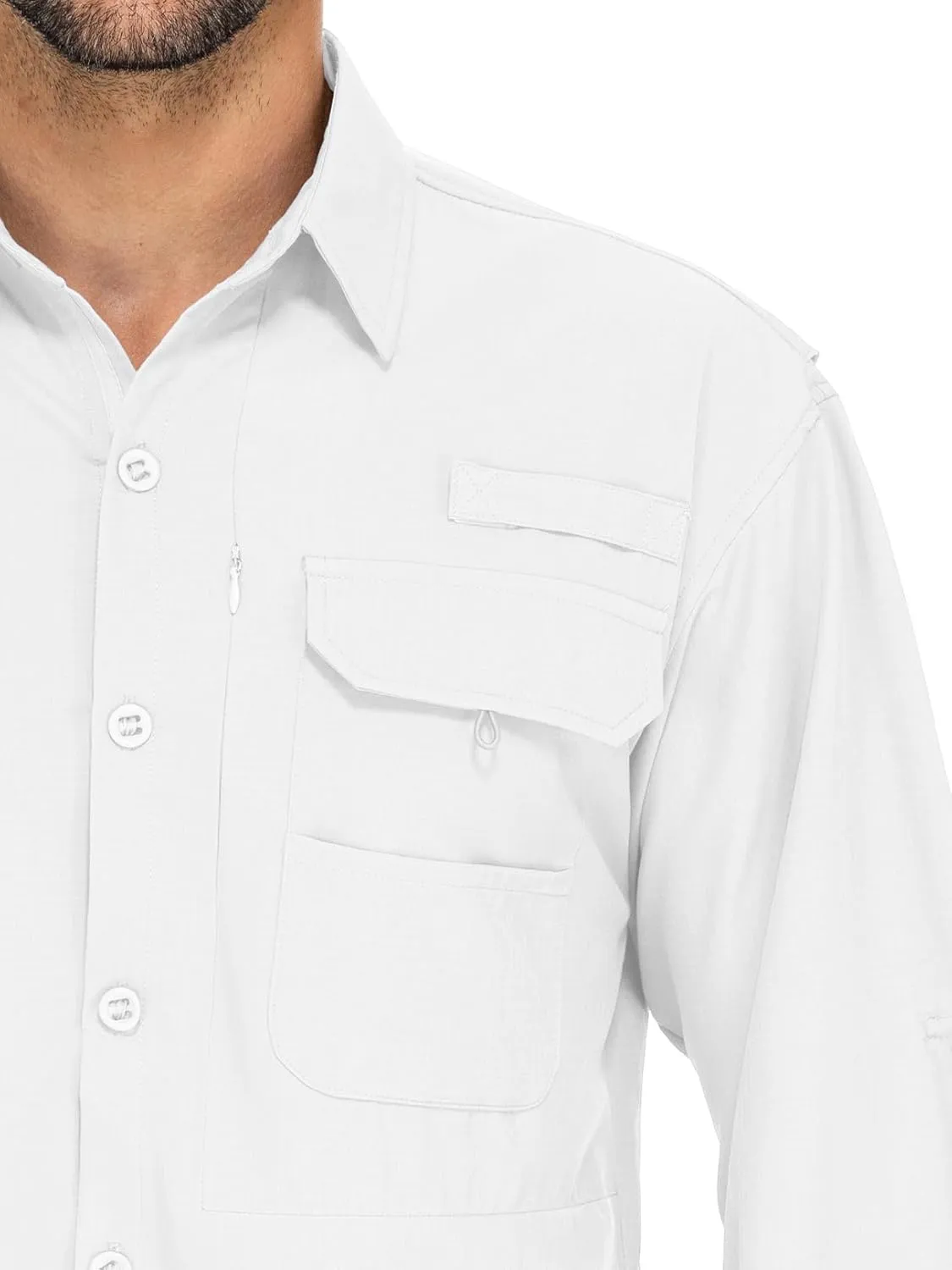 linlon Mens Safari Shirts Long Sleeve UV Protection Hiking Fishing UPF 50  Quick Dry Cooling Camping Travel Shirts