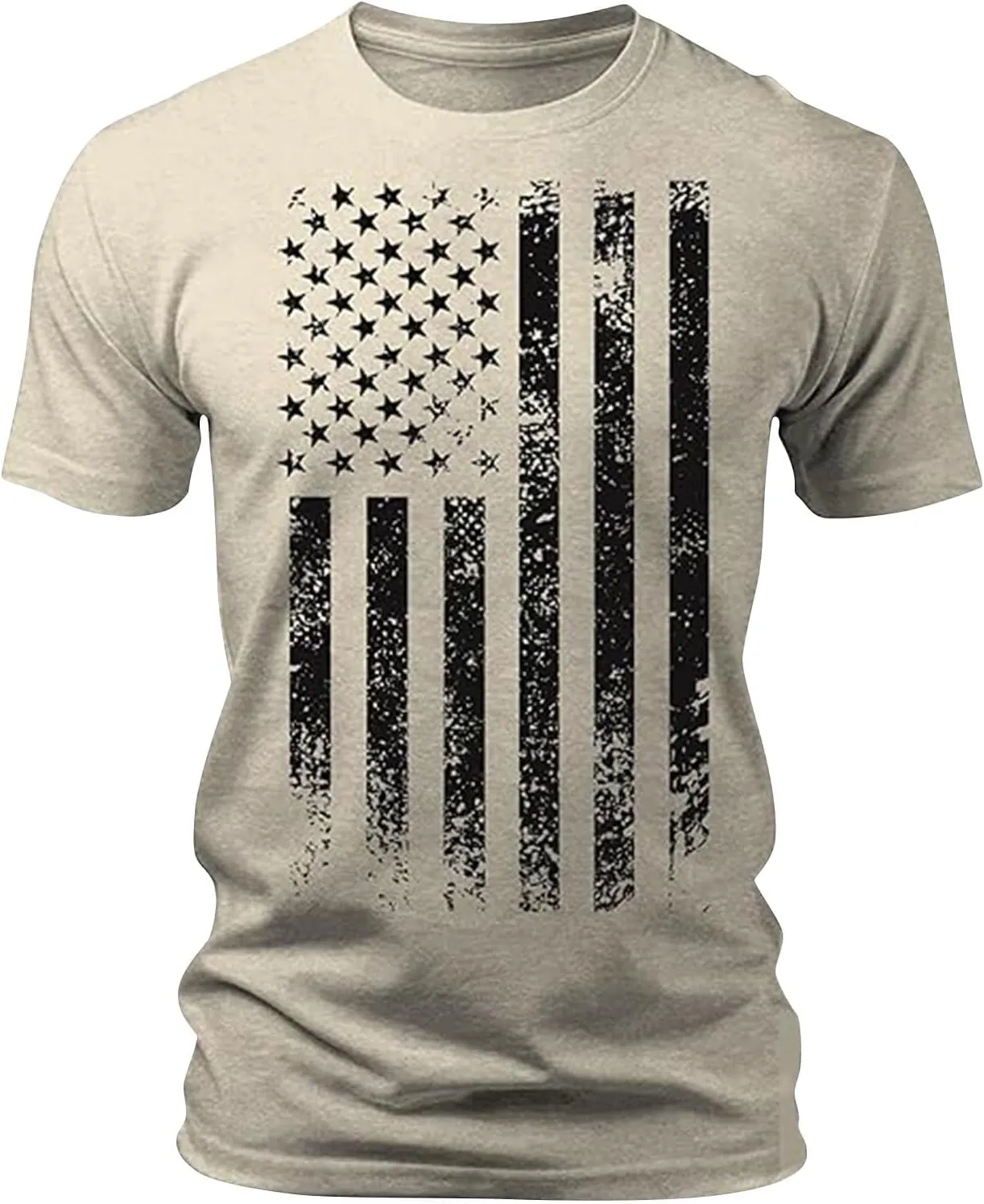 Litetao 4th of July Shirts for Men Big Tall American Flag Independence Day Short Sleeve Crewneck Patriotic Shirt Summer Tees