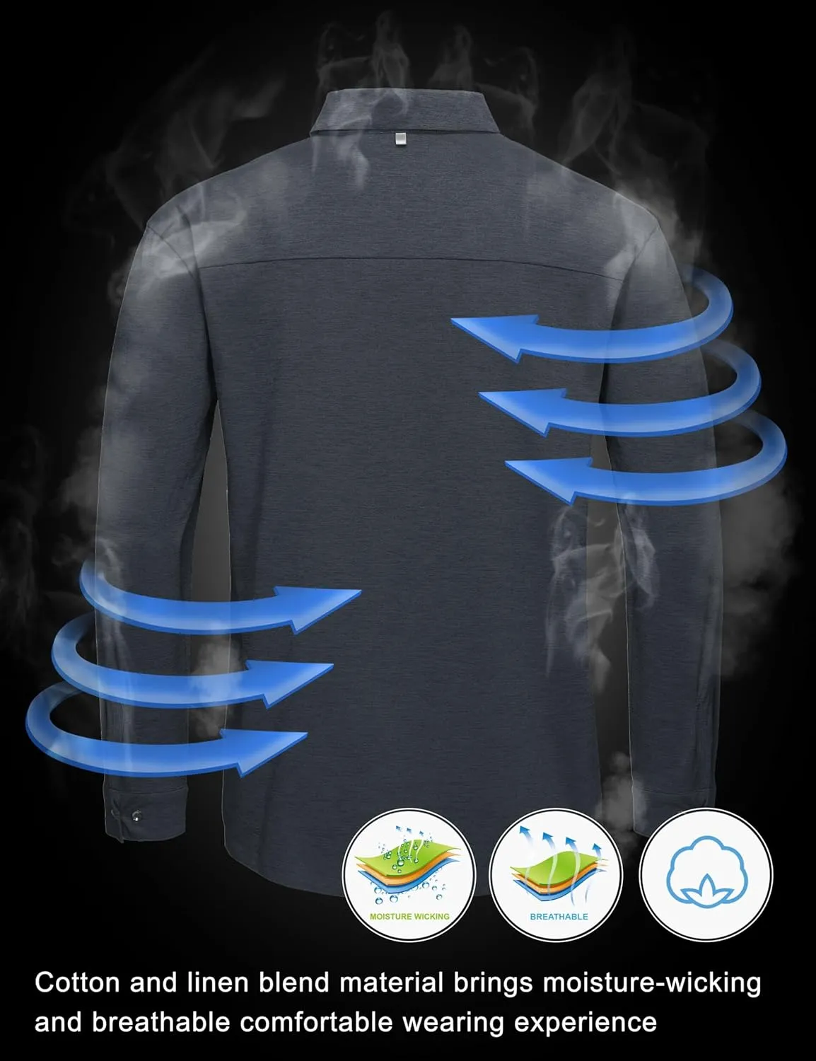 Little Donkey Andy Men's UPF 50  UV Protection Shirts, Cooling Quick-Dry Performance Fishing Shirts for Outdoor
