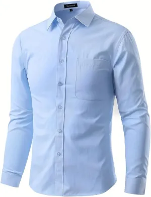 Long Sleeve Dress Shirts for Men Regular Fit Men's Button-Down Shirts Formal Shirt Business Casual Shirt