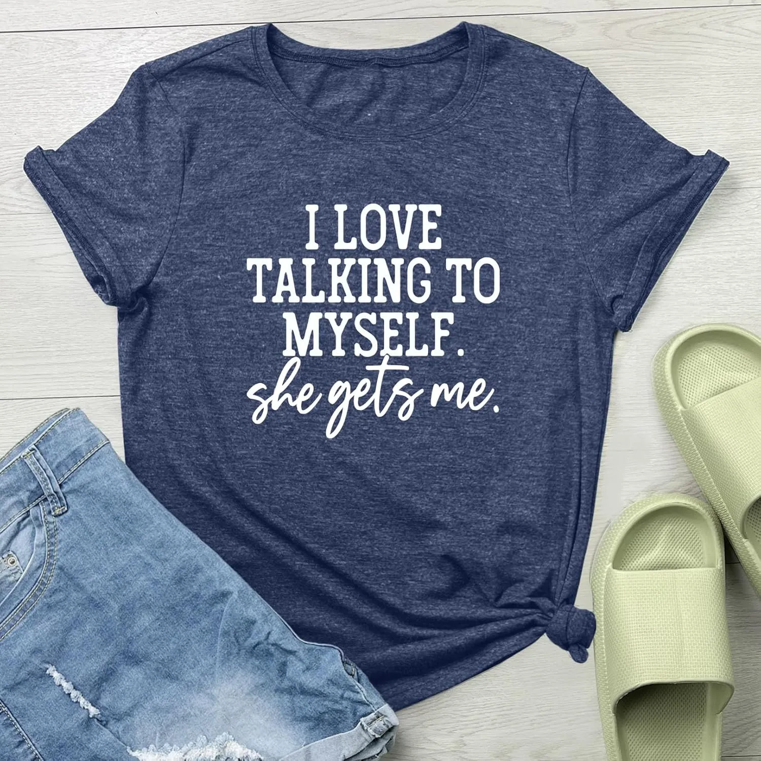 LOOKFACE I Love Talking to Myself She Gets me Women Graphic Shirts Cute Tees