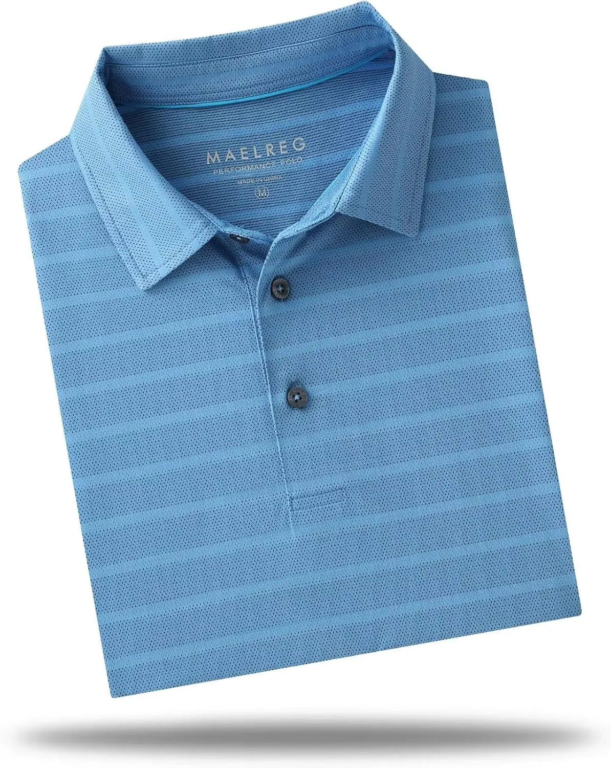 M MAELREG Men's Golf Shirts Moisture Wicking Dry Fit Lightweight Performance Short Sleeve Jacquard Striped Polo Shirts