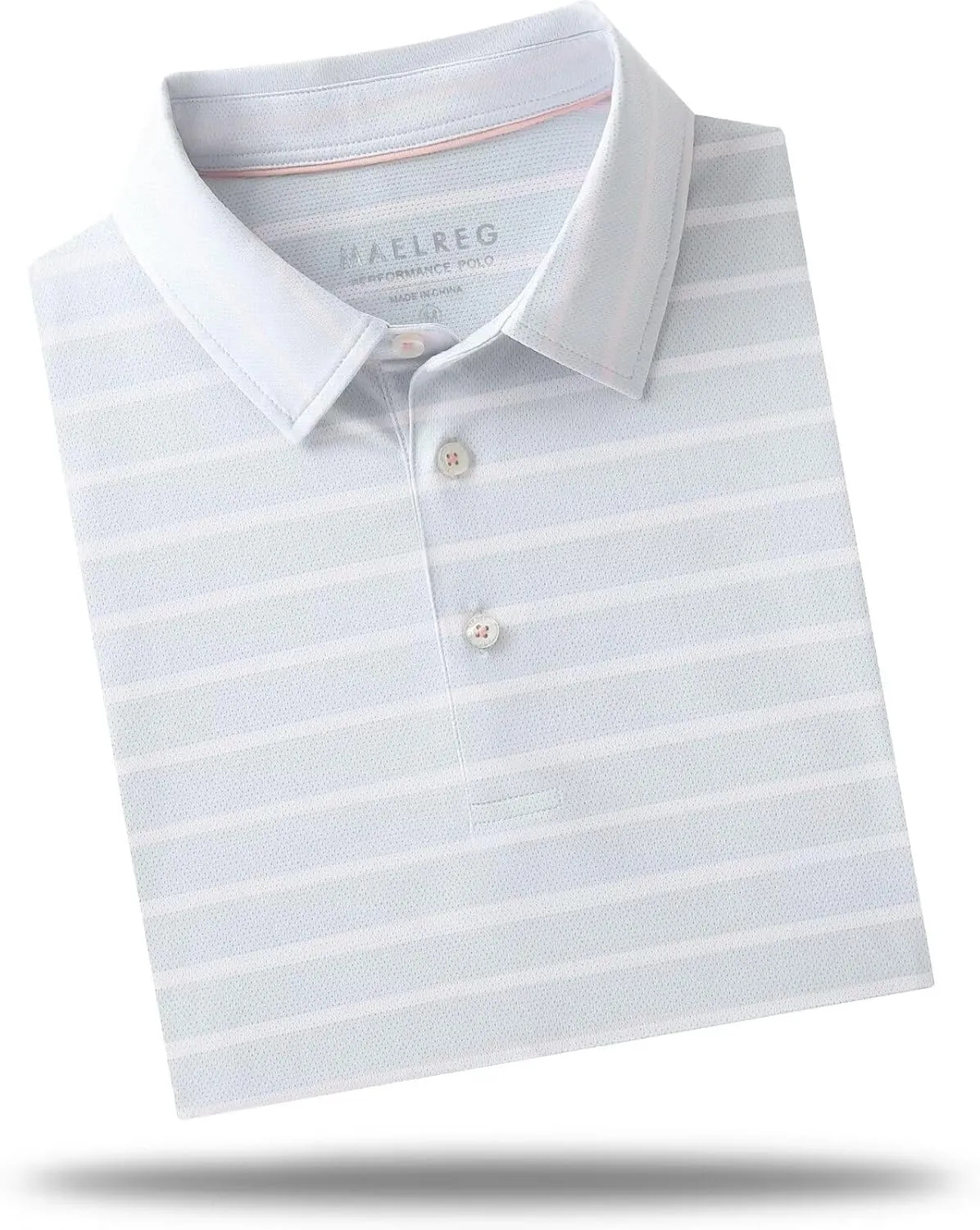 M MAELREG Men's Golf Shirts Moisture Wicking Dry Fit Lightweight Performance Short Sleeve Jacquard Striped Polo Shirts