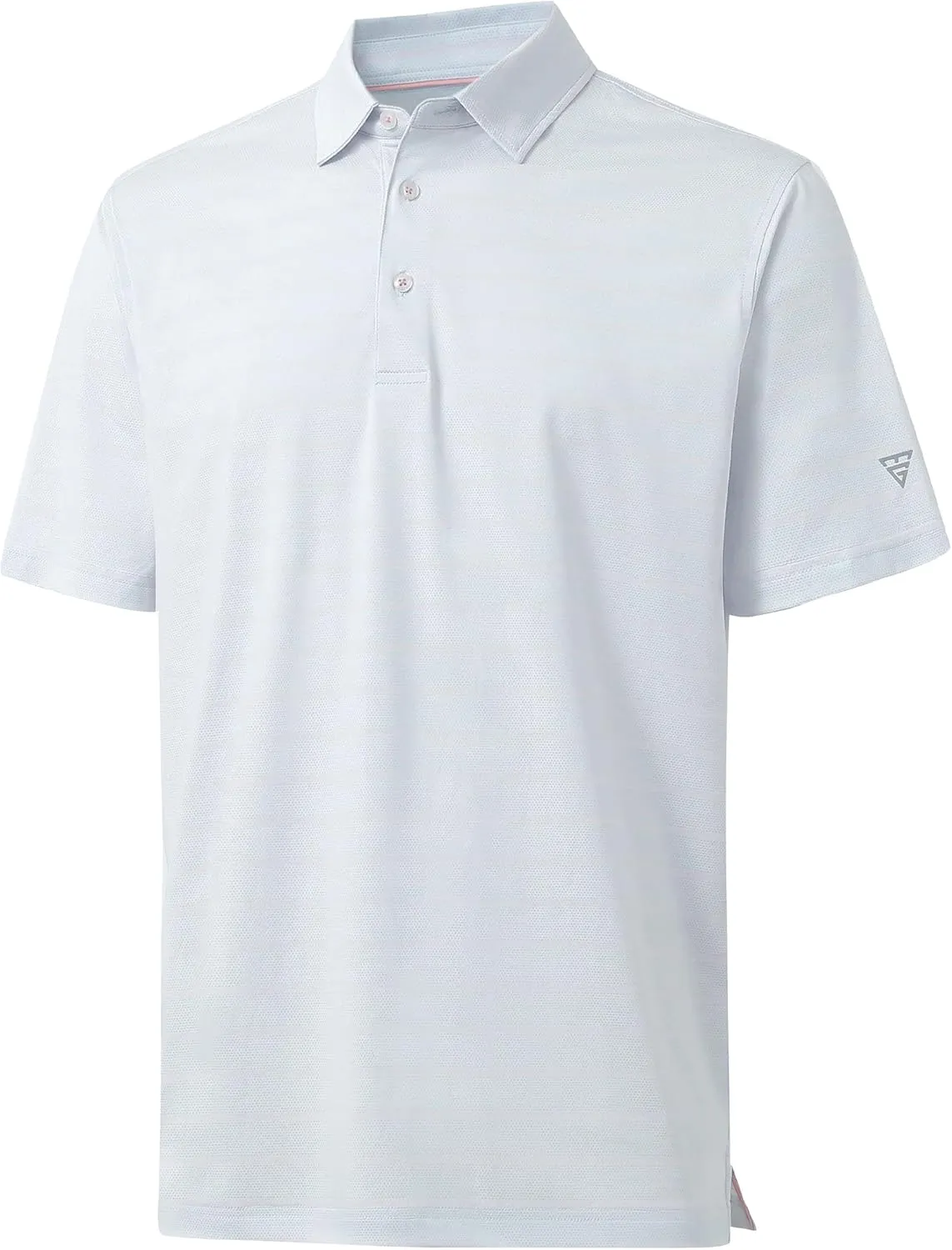 M MAELREG Men's Golf Shirts Moisture Wicking Dry Fit Lightweight Performance Short Sleeve Jacquard Striped Polo Shirts