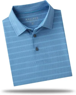 M MAELREG Men's Golf Shirts Moisture Wicking Dry Fit Lightweight Performance Short Sleeve Jacquard Striped Polo Shirts